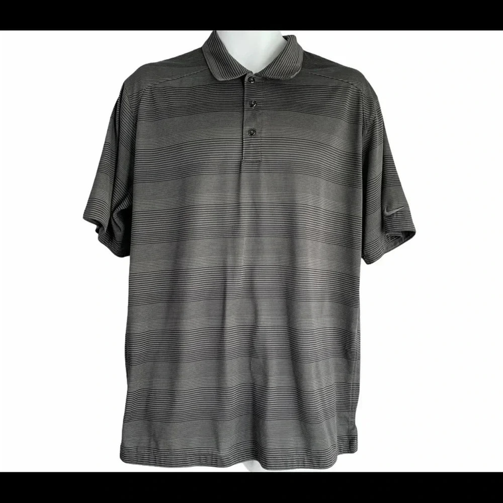 Nike Striped Embroidered Logo Polo Shirt Size L